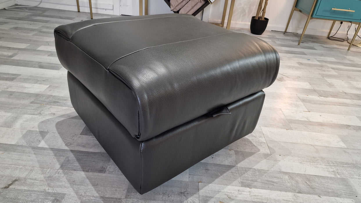 Gracie Storage Footstool - Leather - Trusty Sheen Leather Charcoal