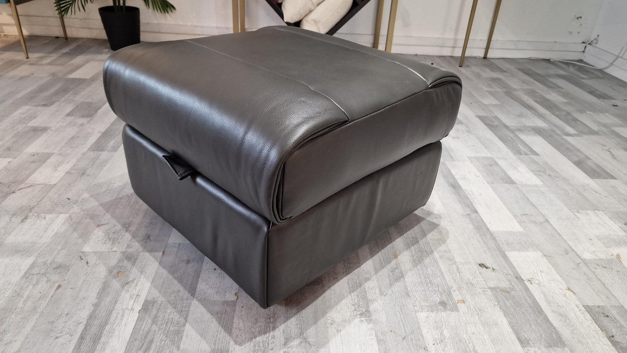 Gracie Storage Footstool - Leather - Trusty Sheen Leather Charcoal