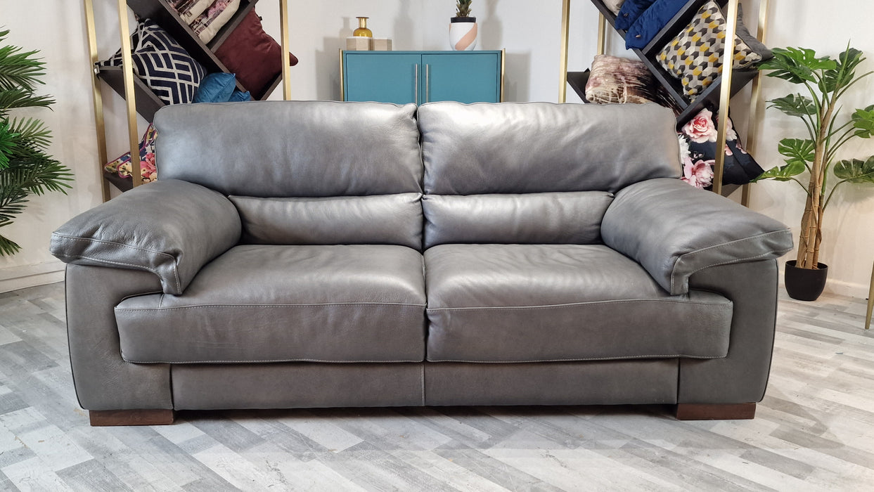 Santino 2 Seater - Leather Sofa - Apollo Grey