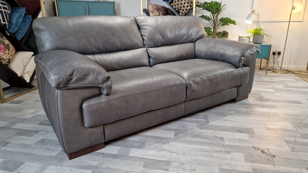 Santino 2 Seater - Leather Sofa - Apollo Grey