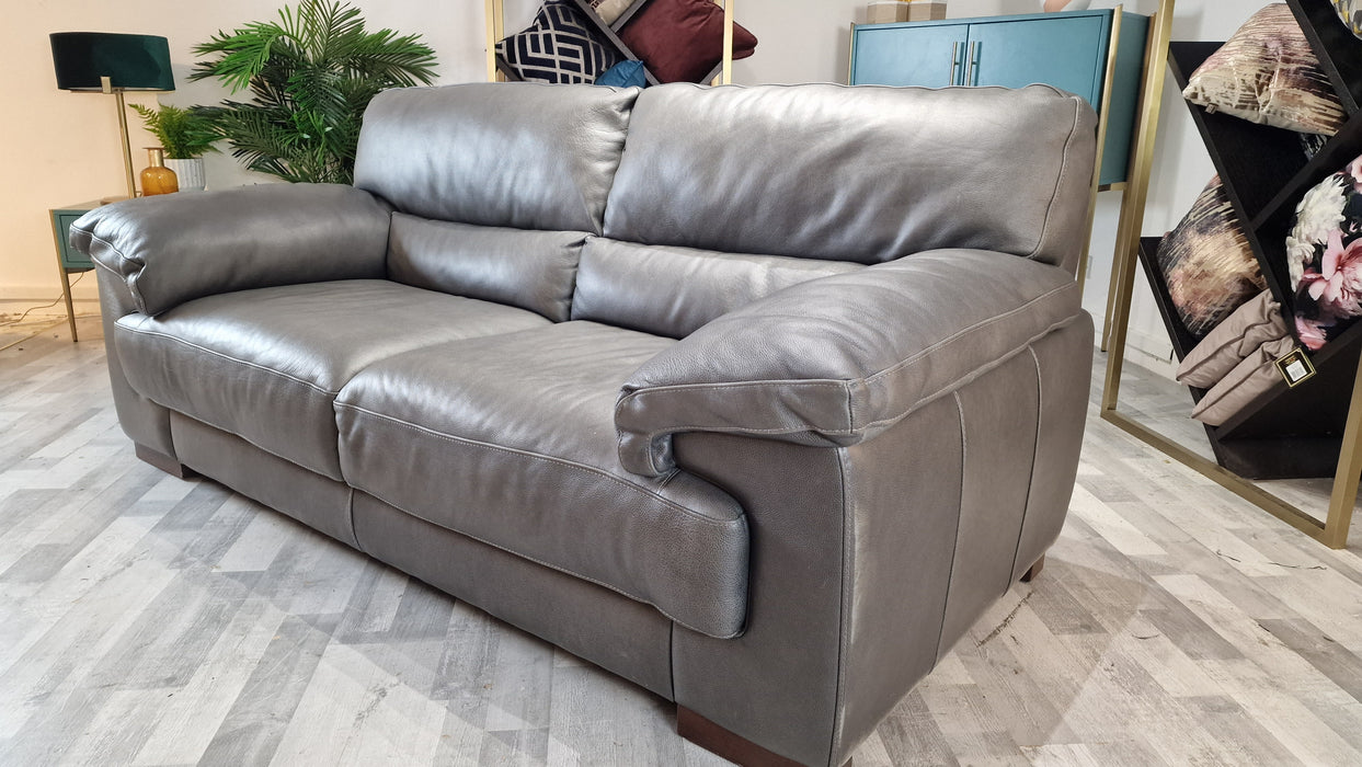 Santino 2 Seater - Leather Sofa - Apollo Grey