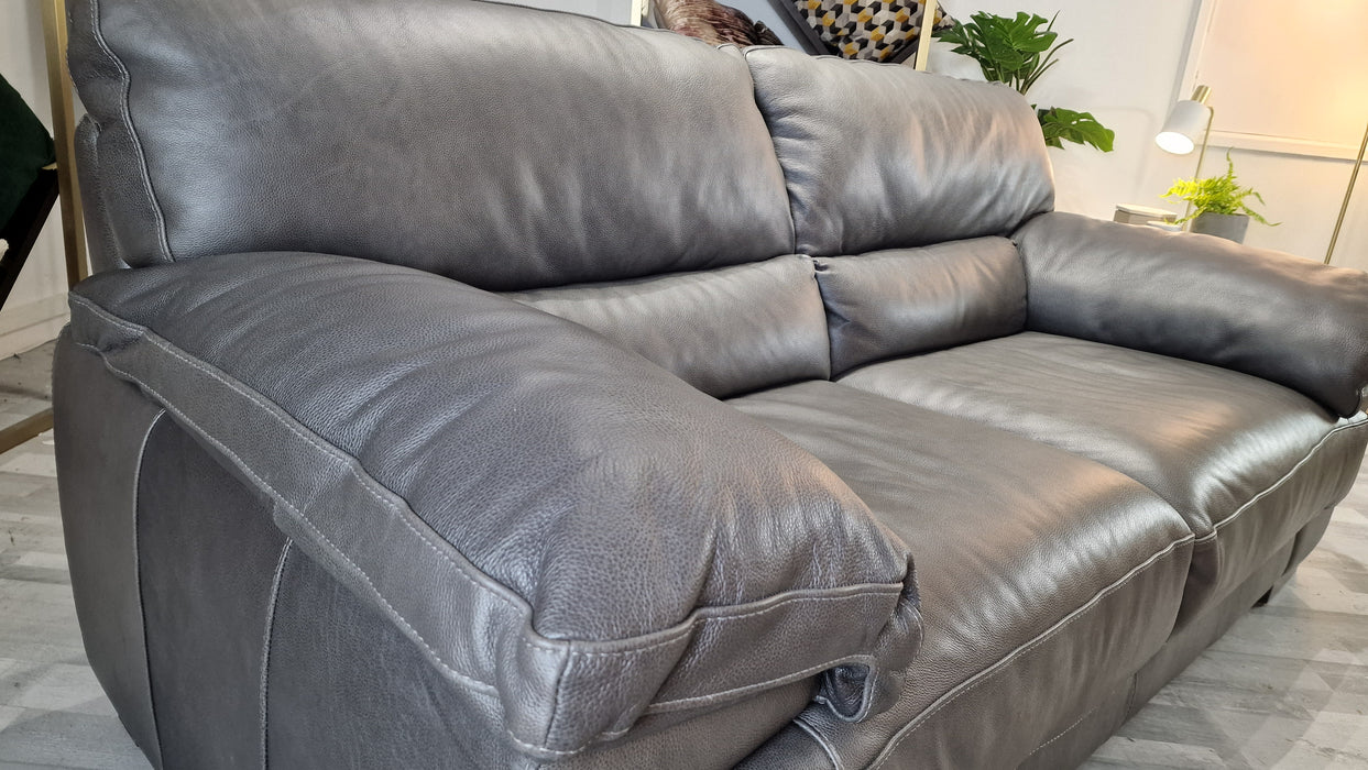 Santino 2 Seater - Leather Sofa - Apollo Grey