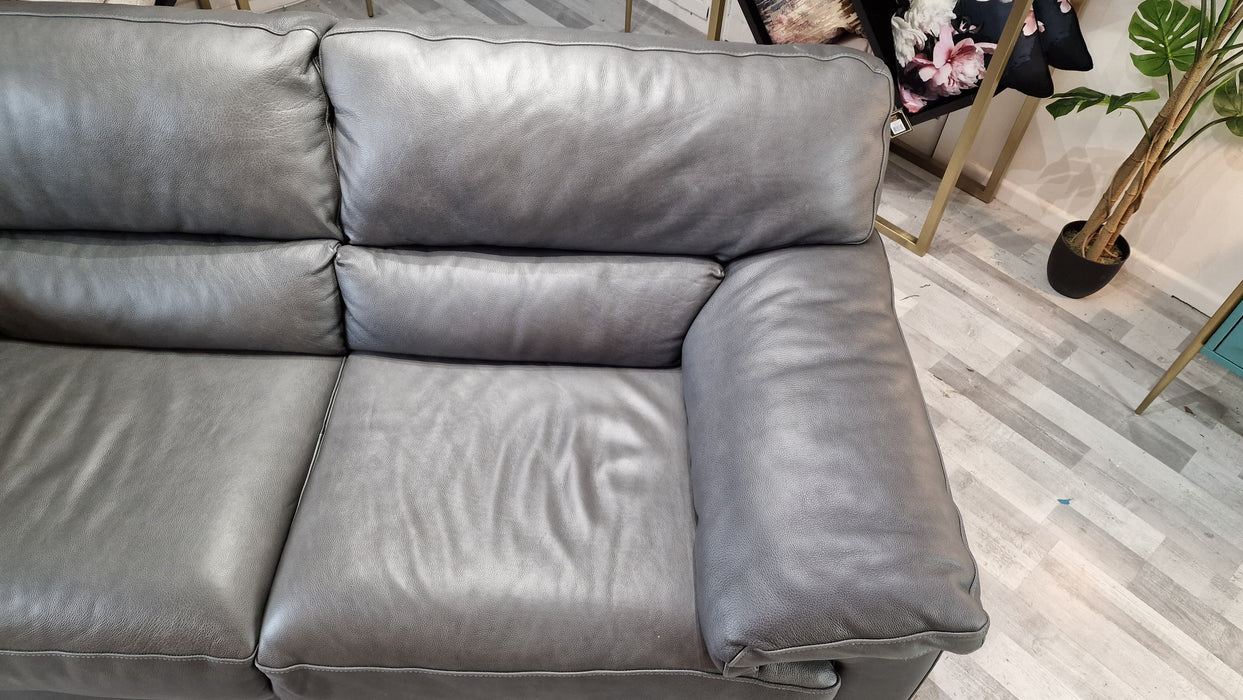 Santino 2 Seater - Leather Sofa - Apollo Grey