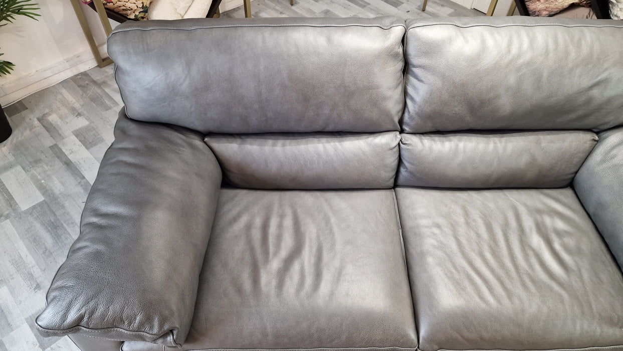 Santino 2 Seater - Leather Sofa - Apollo Grey