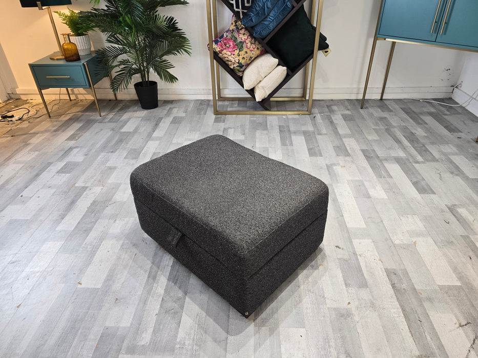 Downtown Storage Footstool - Fabric -  Boucle Anthracite All Over