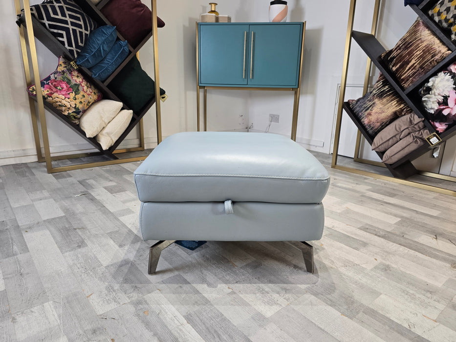 Mimi Storage Footstool - Leather - Le Mans Pearl Blue