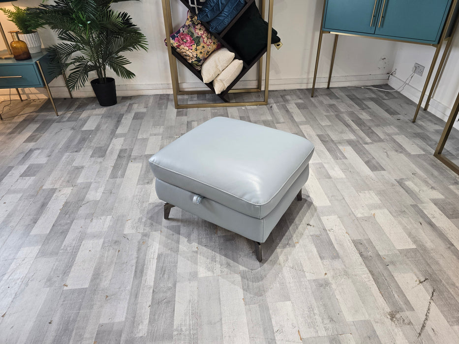 Mimi Storage Footstool - Leather - Le Mans Pearl Blue