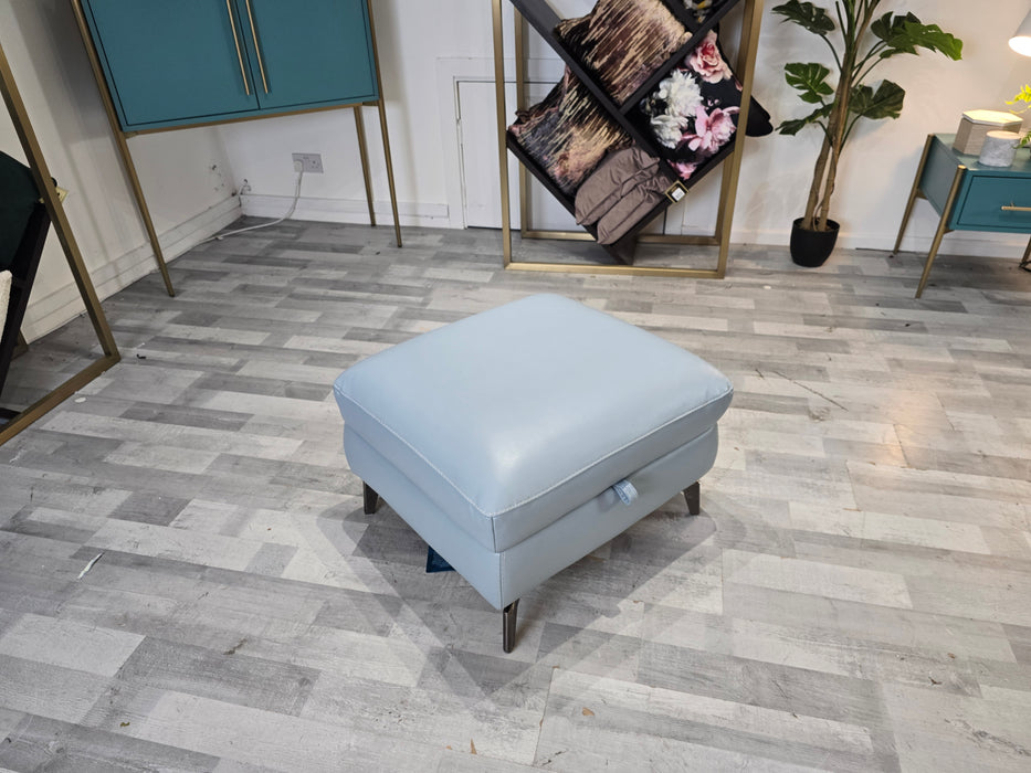 Mimi Storage Footstool - Leather - Le Mans Pearl Blue