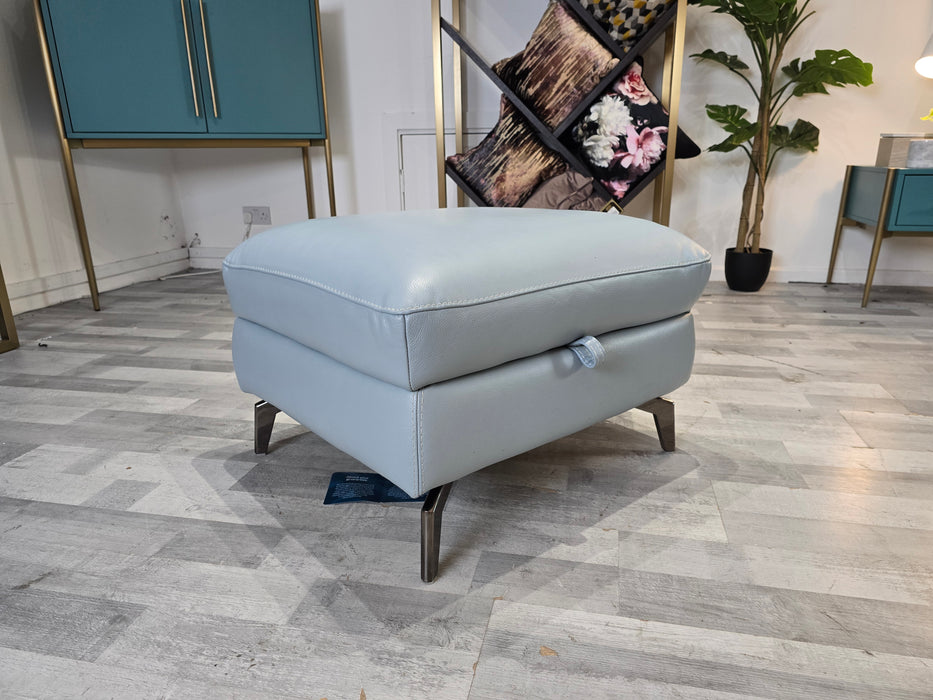 Mimi Storage Footstool - Leather - Le Mans Pearl Blue