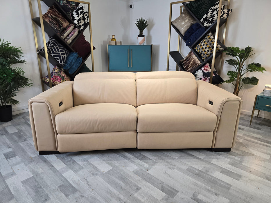 Mason 3 - Leather Power Recliner Sofa -  Fawn