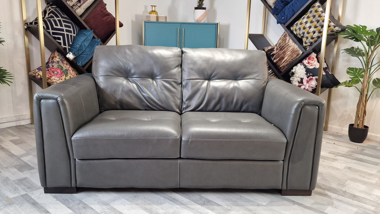 Maximo 2 Seater - Leather Sofa - Dakota Pewter