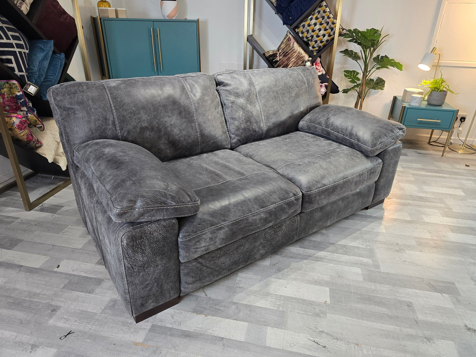 Linara 2 Seater - Leather Sofa - Utah Grey