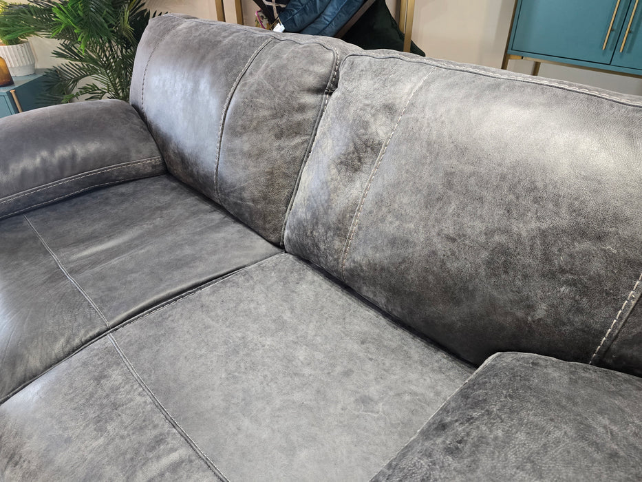 Linara 2 Seater - Leather Sofa - Utah Grey