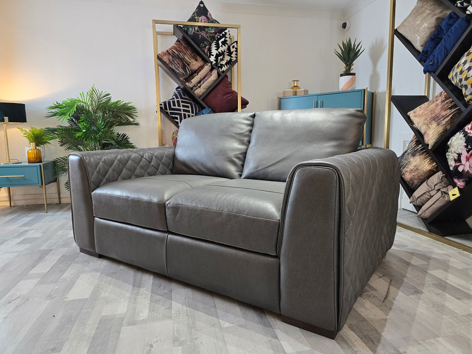 Mazzini 2 Seater - Leather Sofa - Apollo Grey