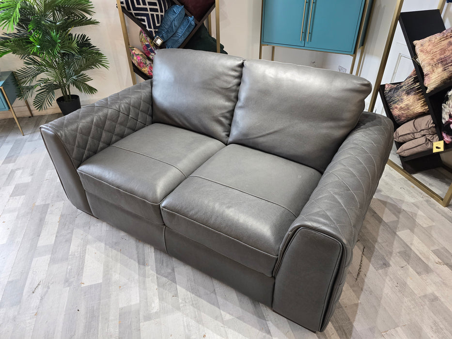 Mazzini 2 Seater - Leather Sofa - Apollo Grey