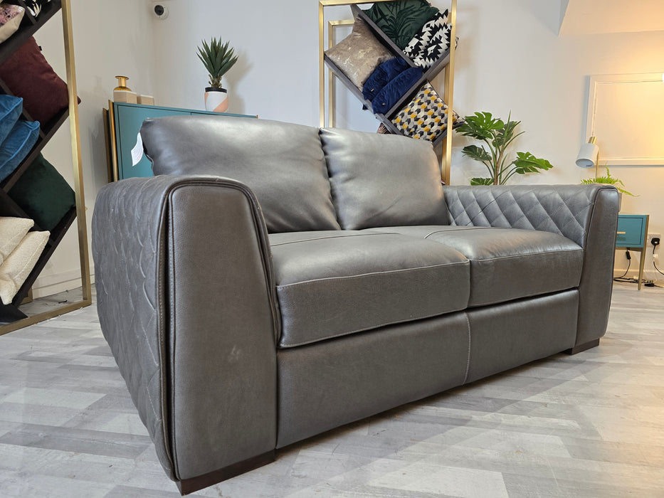 Mazzini 2 Seater - Leather Sofa - Apollo Grey