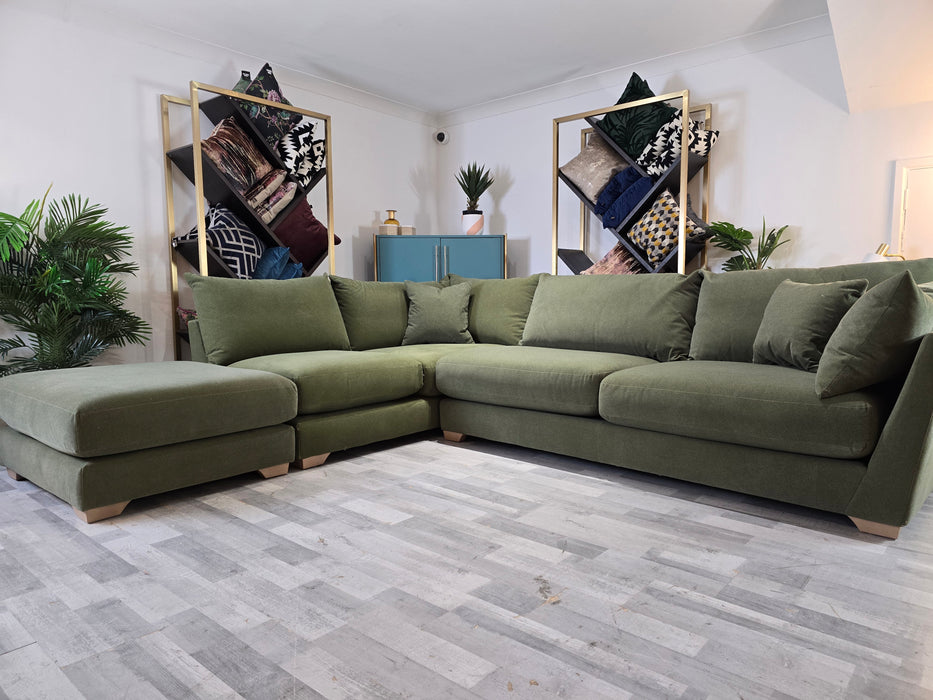 Tallulah 1 Terminal Corner 3 - Fabric Sofa - Nordic Moss All Over