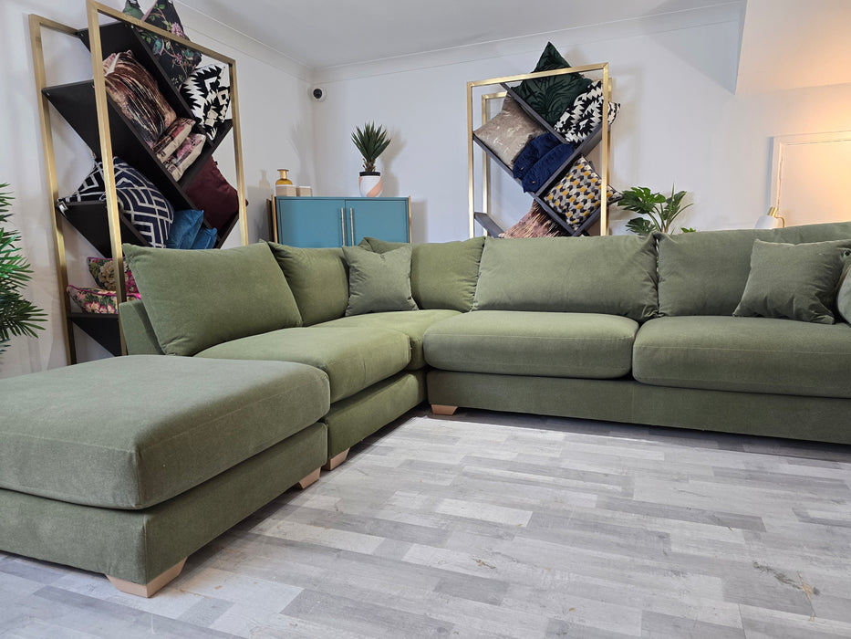 Tallulah 1 Terminal Corner 3 - Fabric Sofa - Nordic Moss All Over