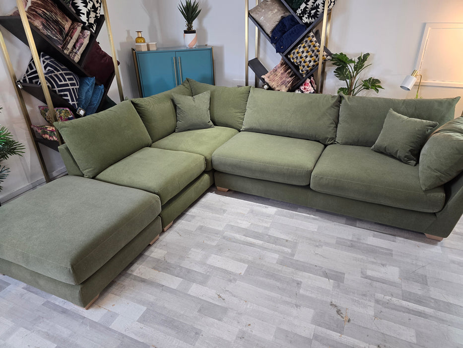 Tallulah 1 Terminal Corner 3 - Fabric Sofa - Nordic Moss All Over