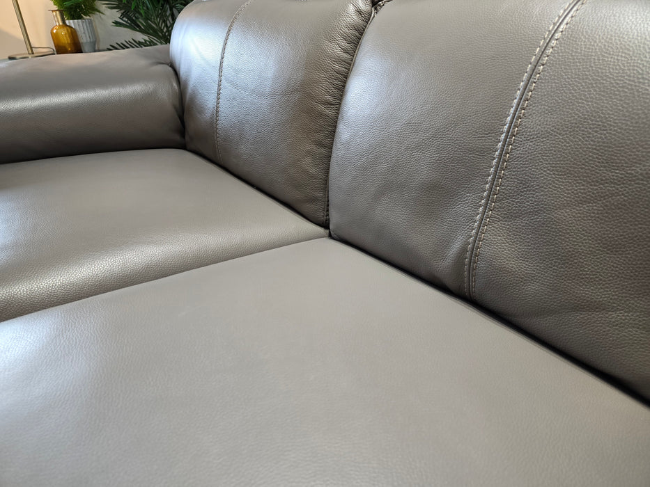 Laurence - 2 Seater Leather Power Reclining Sofa - Le Mans Fossil Grey