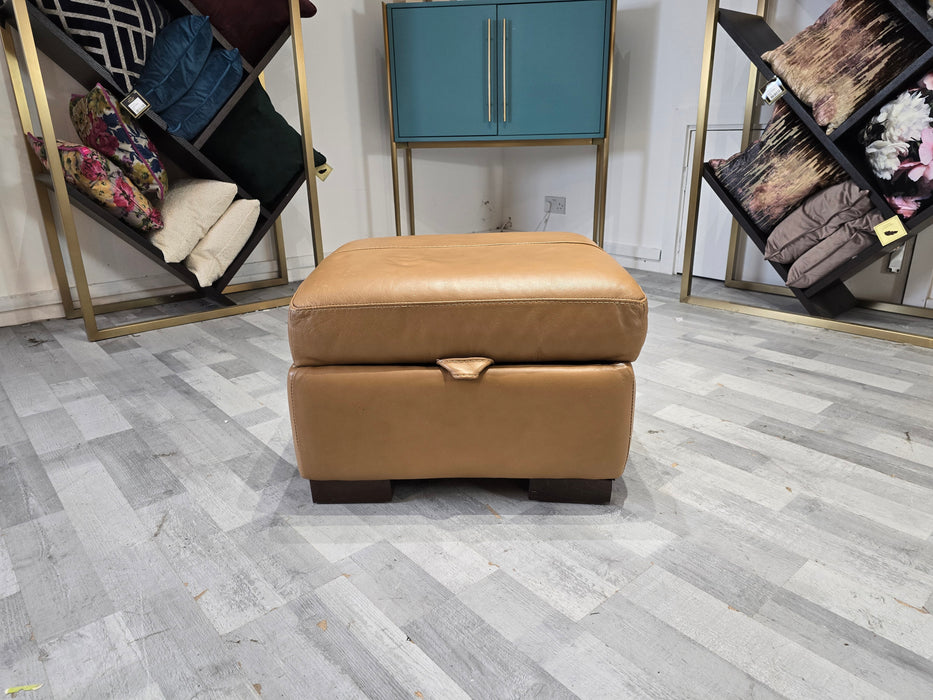 Fellini Storage Footstool - Leather - Hampshire Camel