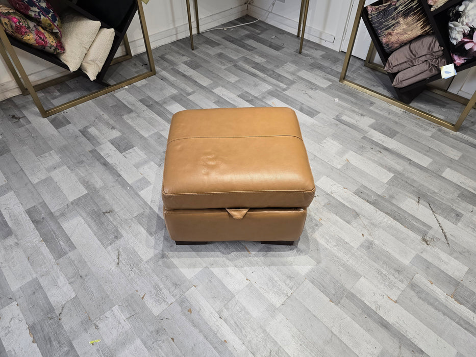 Fellini Storage Footstool - Leather - Hampshire Camel