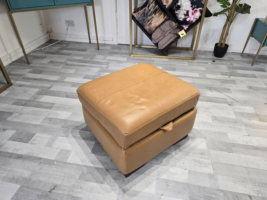 Fellini Storage Footstool - Leather - Hampshire Camel