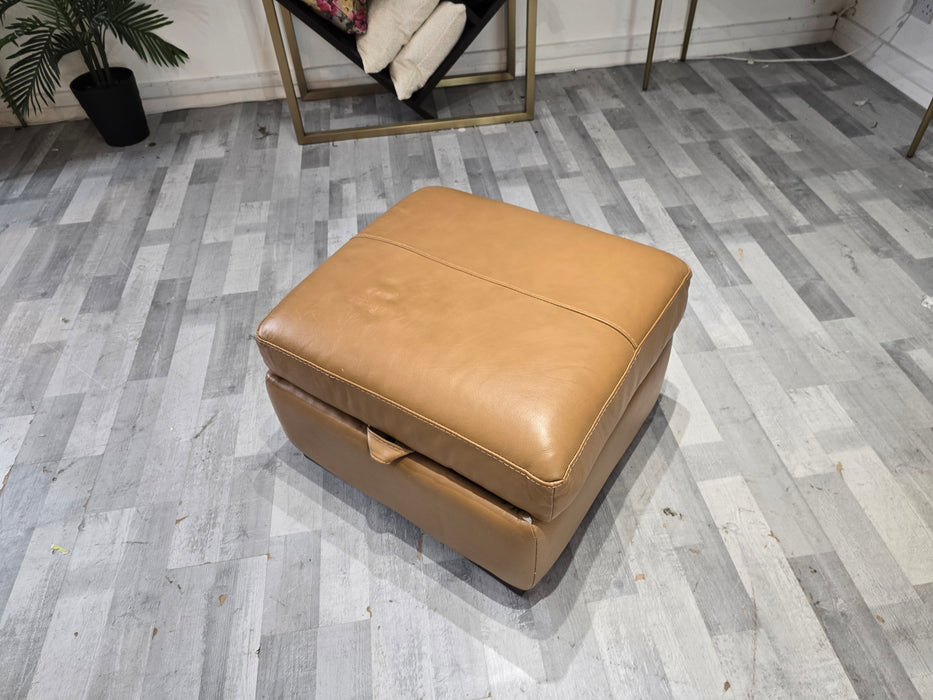 Fellini Storage Footstool - Leather - Hampshire Camel