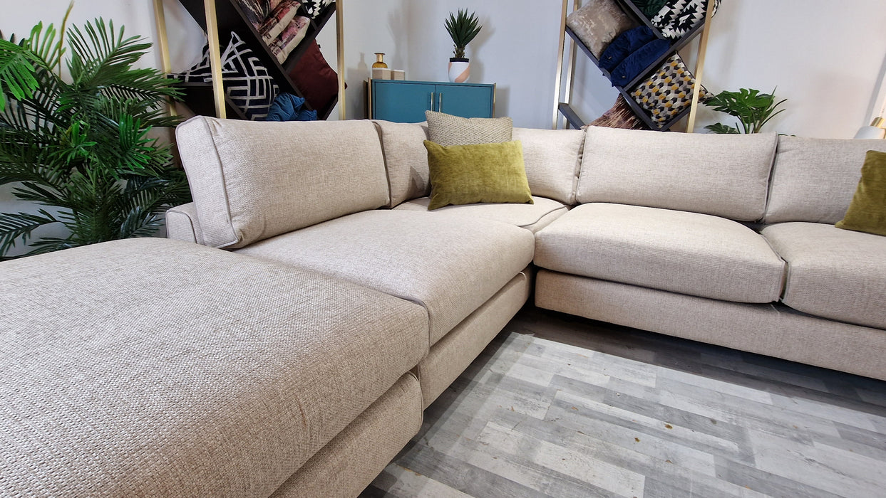 Sterling Terminal 1 Corner 3 - Fabric Sofa - Chunky Woven Stone/Olive Mix