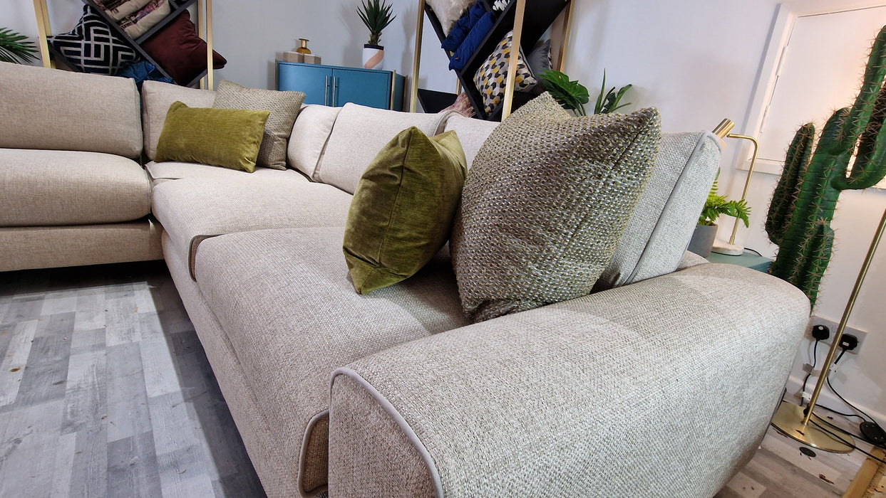 Sterling Terminal 1 Corner 3 - Fabric Sofa - Chunky Woven Stone/Olive Mix