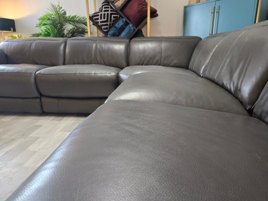 Laurence 3 Corner 3 - Leather Power Reclining Sofa - Charcoal