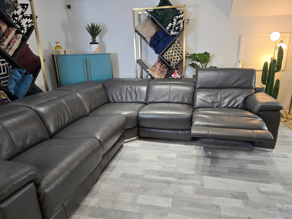 Laurence 3 Corner 3 - Leather Power Reclining Sofa - Charcoal