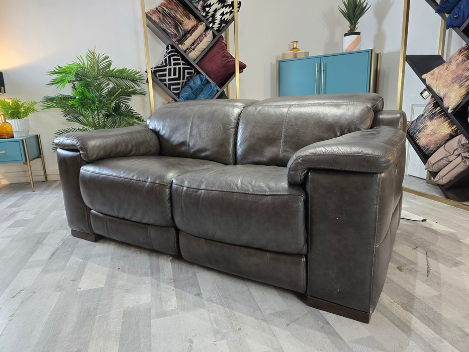 Laurence 2 Seater - Leather Power Reclining Sofa - Metz Black Coffee