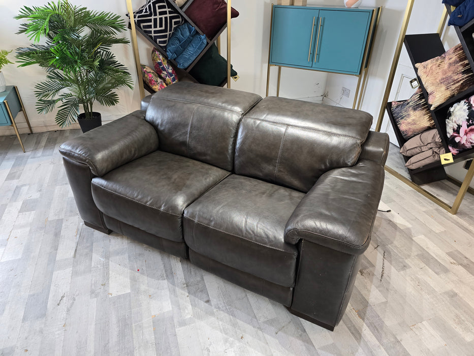 Laurence 2 Seater - Leather Power Reclining Sofa - Metz Black Coffee