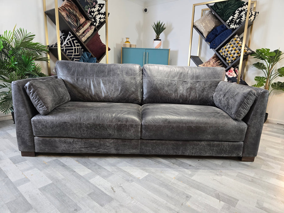 Carter 3 Seater- Leather Sofa - Texas Grey