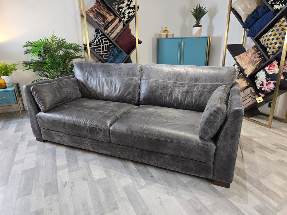 Carter 3 Seater- Leather Sofa - Texas Grey