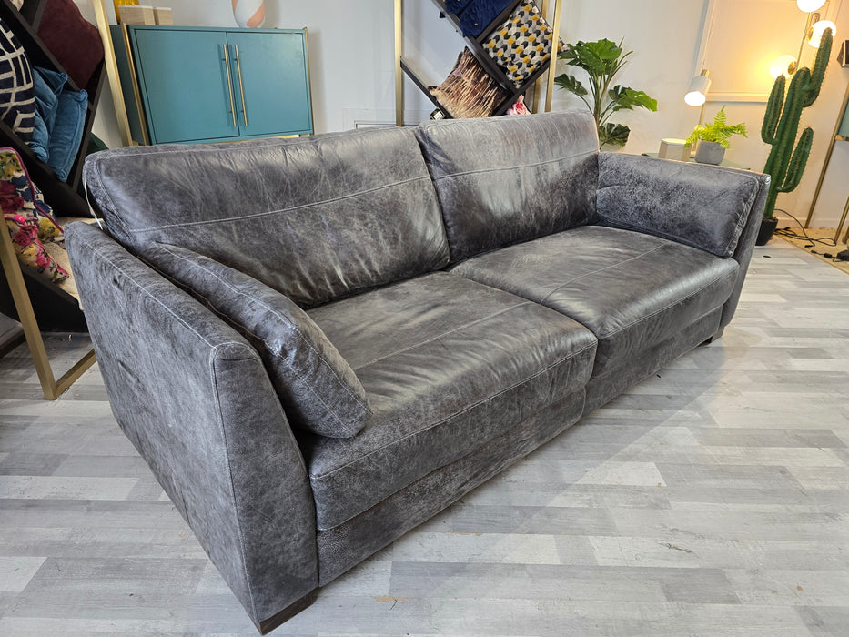 Carter 3 Seater- Leather Sofa - Texas Grey