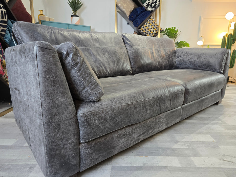 Carter 3 Seater- Leather Sofa - Texas Grey