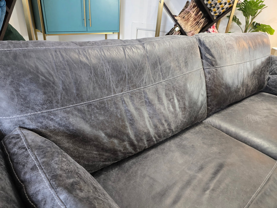 Carter 3 Seater- Leather Sofa - Texas Grey