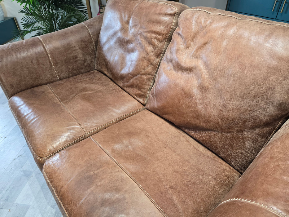 Galleria 2 Seater - Leather Sofa - Contrast Stitch Utah Espresso