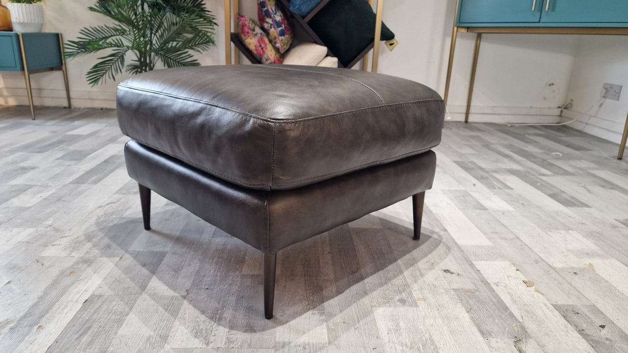 Cordelia Footstool - Leather - Alaska Dark Grey