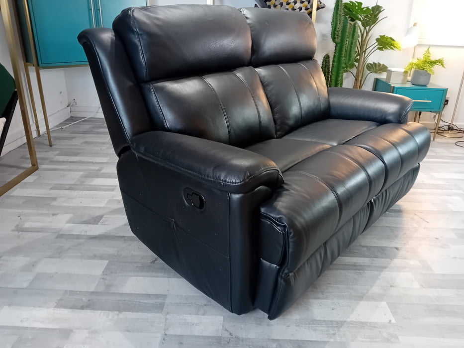 Gracy 2 Seater - Manual Recliner - Fabric Sofa -  Black