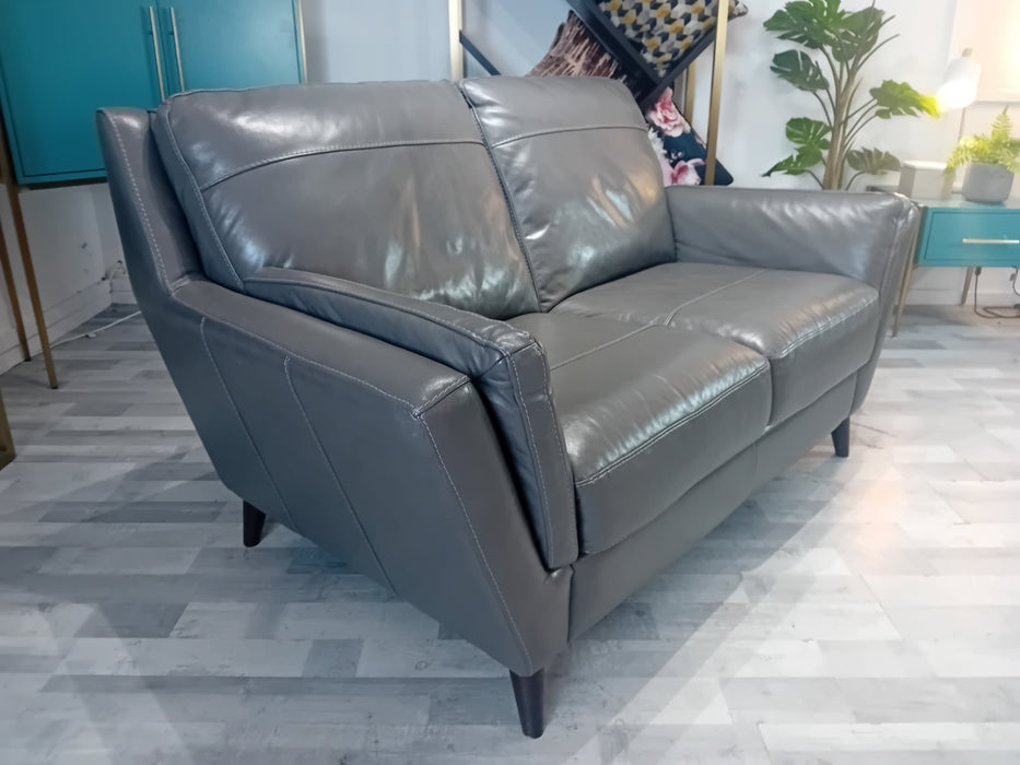 Fellini 2 Seater - Leather Sofa - Alaska Fog