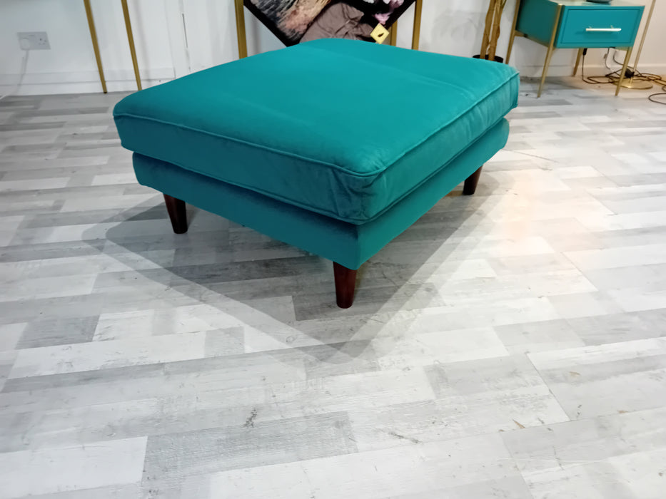 Cricket Combi Footstool - Fabric -  Nordic Teal All Over