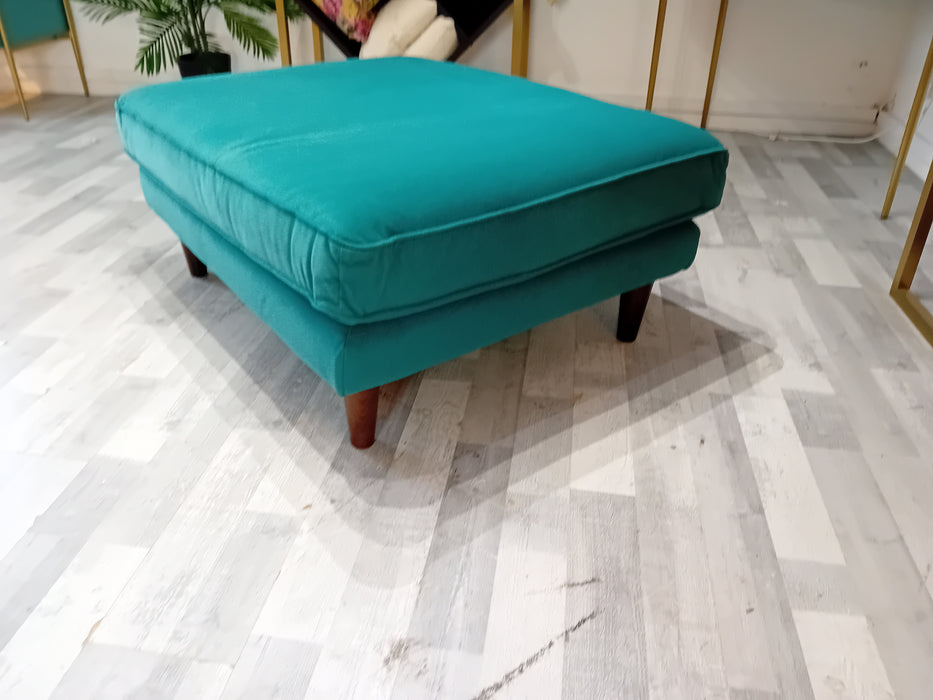 Cricket Combi Footstool - Fabric -  Nordic Teal All Over