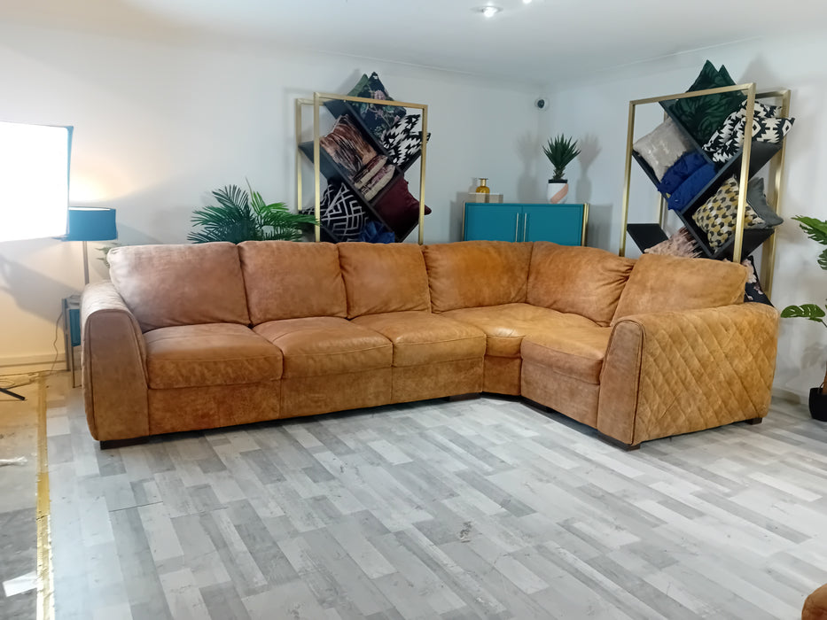 Mazzini 3 Corner 1 - Leather Sofa - Utah Tan