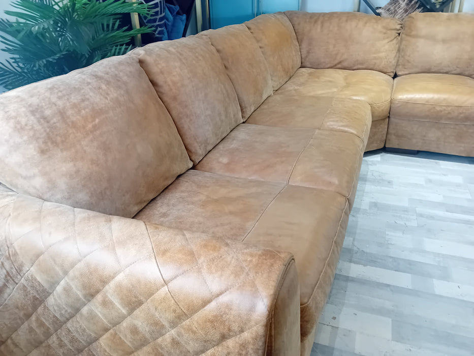 Mazzini 3 Corner 1 - Leather Sofa - Utah Tan