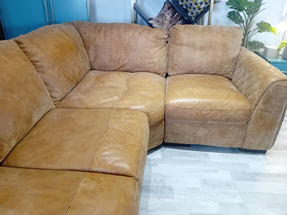 Mazzini 3 Corner 1 - Leather Sofa - Utah Tan