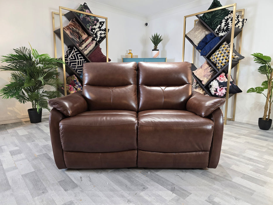 Albion 2 Seater - Manual recliner Leather Sofa - Chocolate