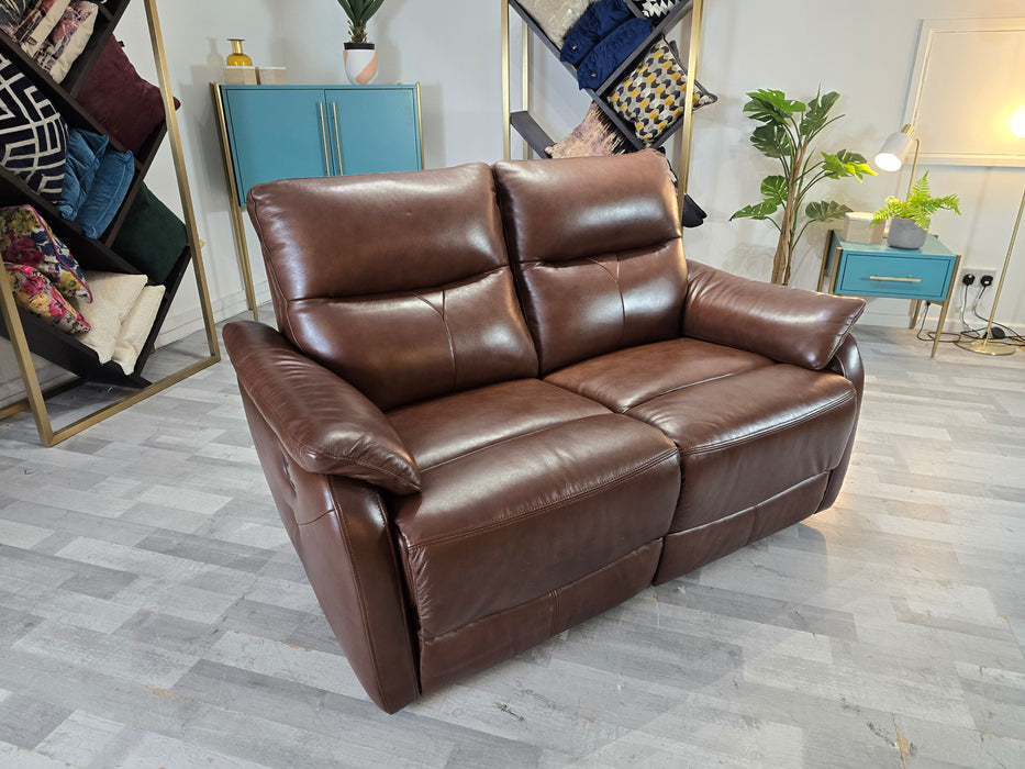 Albion 2 Seater - Manual recliner Leather Sofa - Chocolate